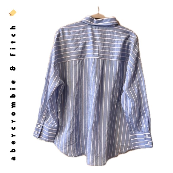 🏷️ 🆕 abercrombie & fitch • pink & blue striped button-down shirt with collar - Picture 4 of 16